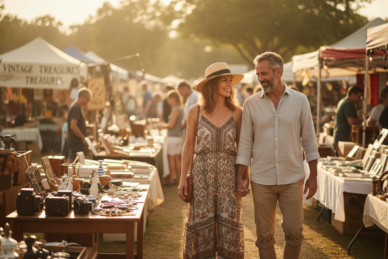 walking through flea market
